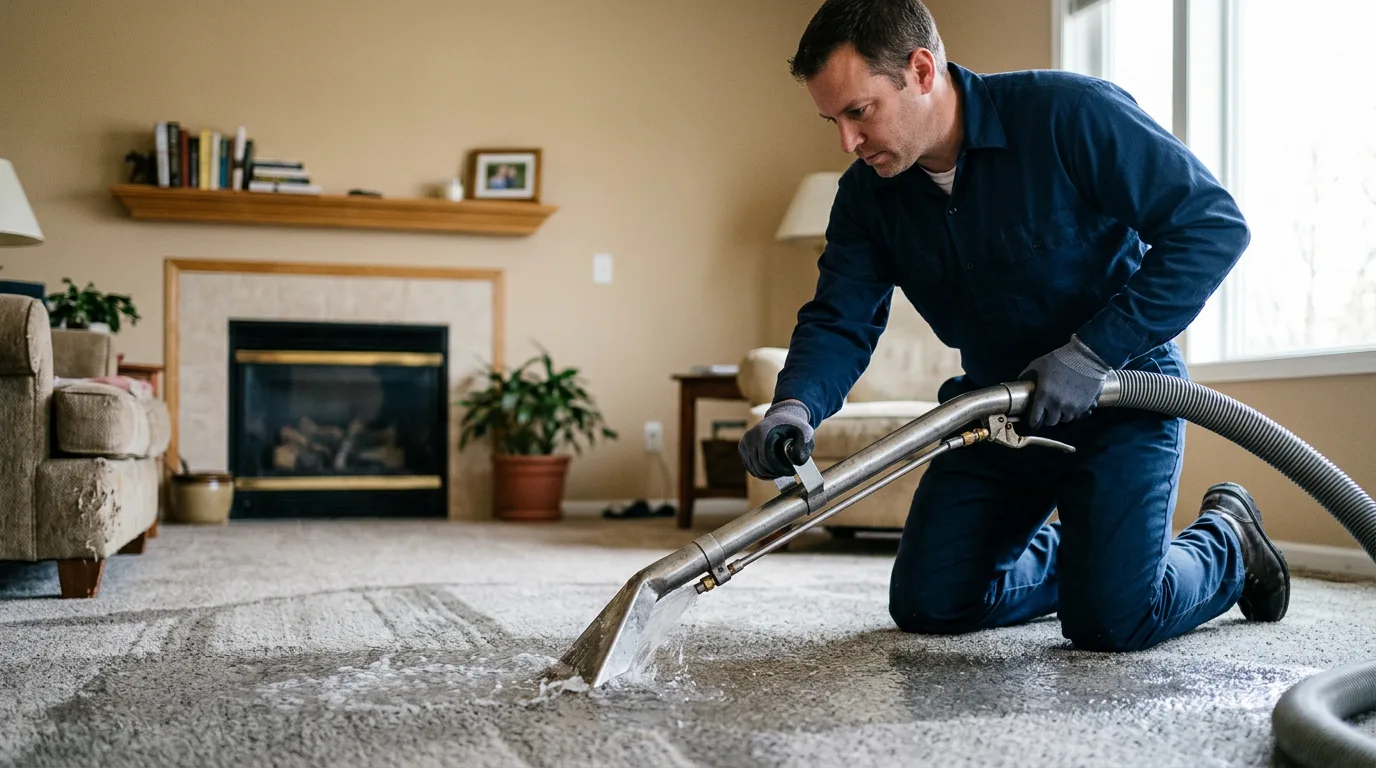 Water damage restoration technician working near Renfrew, PA